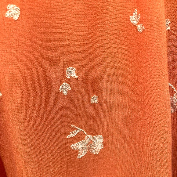 Free People Jasmine Embroidered Mini Dress, Size 2, Papaya Orange - Picture 7 of 11